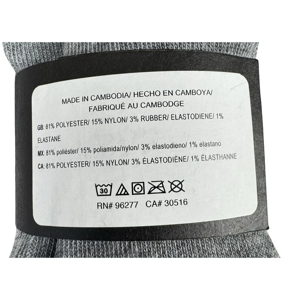 Vans Mens Size 6.5-9 Crew Socks 3-Pack Classic Casual Athletic Gray Grey New